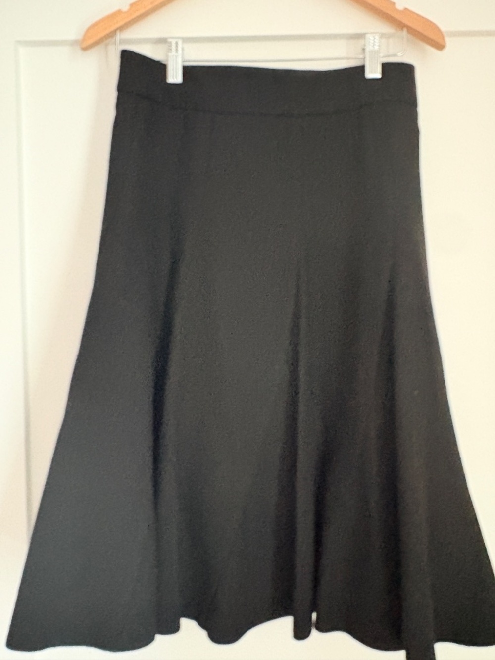 H & M black A-line midi skirt, size 6